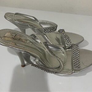 Le Fashon Collection Silver Embellished Heels